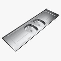 Pia de Cozinha em Aço Inox de 200cm X 56cm Concretada sem Válvula Plus 30 Bali Pia de Cozinha em Aço Inox de 200cm X 56cm Concretada sem Válvula Plus 30 Bali