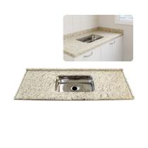 Pia de Cozinha Granito Marfim Arabesco 100cm Cuba Inox Rasa