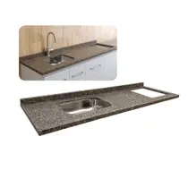 Pia de Cozinha Granito Ocre Espaço Cooktop Cuba Inox 200cm