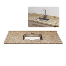 Pia de Cozinha Granito Ornamental 100cm Com Cuba Inox Rasa