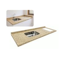 Pia de Cozinha Granito Ornamental Corte Cooktop e Cuba 200cm