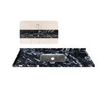 Pia de Cozinha Granito Preto Indiano Cuba Inox Rasa 120cm Pia de Cozinha Granito Preto Indiano Cuba Inox Rasa 120cm