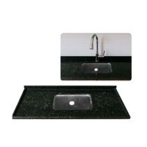 Pia de Cozinha Granito Verde Ubatuba 180cm Cuba Rasa Inox N2