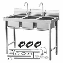 Pia de Cozinha LIAPDG com 3 Cubas em Aço Inoxidável 304 99x46x91cm