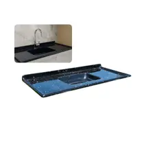 Pia de Cozinha Mármore Sintético Bege 55x180cm Cuba Fibra Pia de Cozinha Mármore Sintético Bege 55x180cm Cuba Fibra