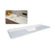 Pia de Cozinha Mármore Sintético Bege Cuba Fibra 55x120cm Pia de Cozinha Mármore Sintético Bege Cuba Fibra 55x120cm