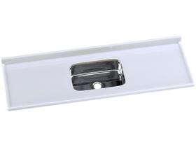 Pia de Cozinha Mármore Sintético Cuba de Aço Inox 160cmx55cm Gelo AJ Rorato