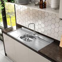 Pia de cozinha Plus 30 de 120x53 com Cuba Concreto Aerado Ghel Plus