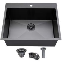 Pia de cozinha SHACO Drop In 63x55cm Gunmetal Black Stainless Steel