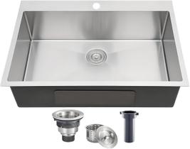 Pia de cozinha VC Cucine 71x46 cm em aço inoxidável Topmount