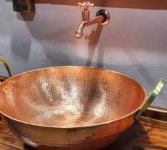 Pia Estilo Tacho De Cobre Com Torneira Retrô E Válvula