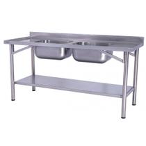 Pia Industrial Benfati Inox 304 180x70cm Paneleiro Liso com 2 Cubas 640CL