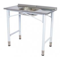 Pia Industrial Benfati Inox 430 150x53cm Pés Pintados Concretada com 1 Cuba 815