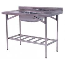 Pia Industrial Benfati Inox 430 180x60cm Paneleiro Gradeado com 1 Cuba 503GR