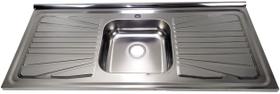 Pia Inox Fabrinox PS1200 120x52cm, cuba central e furo para torneira