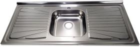 Pia Inox Fabrinox PS1200 120x52cm, cuba central e furo para torneira