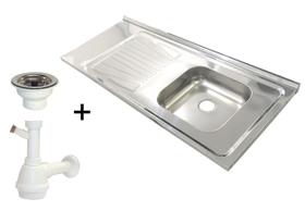 Pia Inox Fabrinox PSD1200D 120x52cm, cuba direita, válvula e sifão Pia Inox Fabrinox PSD1200D 120x52cm, cuba direita, válvula e sifão
