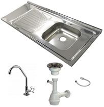Pia Inox Fabrinox PSD1200E 120x52cm, cuba direita, kit completo Pia Inox Fabrinox PSD1200E 120x52cm, cuba direita, kit completo