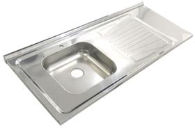 Pia Inox Fabrinox PSD1200E 120x52cm, cuba esquerda e furo para torneira