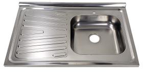 Pia Inox Fabrinox PSD800D 80x52cm, cuba direita e furo para torneira