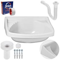 Pia Lavatório Banheiro 4,8L + Sifão Universal Branco + Fita Pia Lavatório Banheiro 4,8L + Sifão Universal Branco + Fita