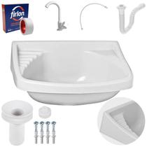 Pia Lavatório Banheiro 4,8L + Torneira Branca + Sifão Pia Lavatório Banheiro 4,8L + Torneira Branca + Sifão