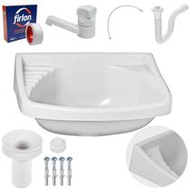 Pia Lavatório Banheiro 4,8L + Torneira Branca + Sifão Pia Lavatório Banheiro 4,8L + Torneira Branca + Sifão