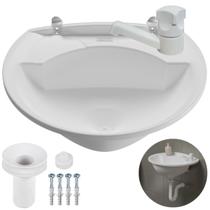 Pia Lavatório Banheiro 4L + Torneira Branca Pia Lavatório Banheiro 4L + Torneira Branca