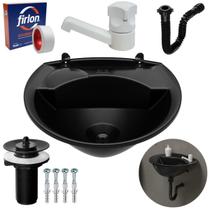 Pia Lavatório Banheiro 4L + Torneira Branca + Sifão