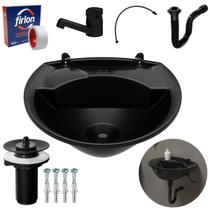 Pia Lavatório Banheiro 4L + Torneira Preta + Sifão Universal Pia Lavatório Banheiro 4L + Torneira Preta + Sifão Universal