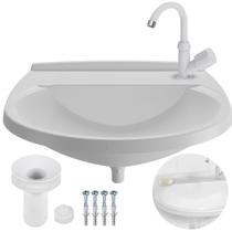 Pia Lavatório Banheiro 8L + Torneira Bica Móvel Branca