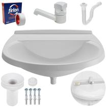 Pia Lavatório Banheiro 8L + Torneira Branca + Sifão Pia Lavatório Banheiro 8L + Torneira Branca + Sifão