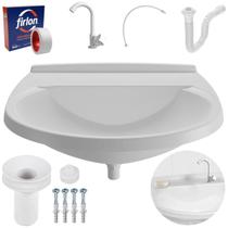 Pia Lavatório Banheiro 8L + Torneira Branca + Sifão Pia Lavatório Banheiro 8L + Torneira Branca + Sifão