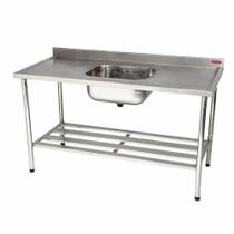 Pia Mesa com 1 Cuba Cozinha Industrial em Inox 2 Metros - Imeca
