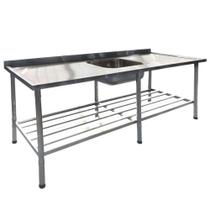 Pia/Mesa com Cuba 2,00x0,70m Cuba 50x40x25cm Inox 430 Imeca - Cód 6814