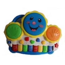 Pianinho Bebe Brinquedo Infantil Educativo Piano Musical Baby Tambor Azul