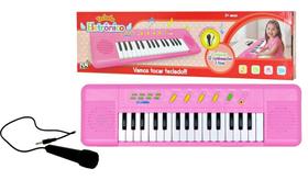 Piano Brinquedo Musical Karaokê Teclado Infantil com Microfone - Rosa - Toys