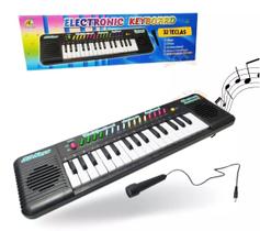 Piano de Brinquedo Teclado Infantil Musical com Karaokê e Microfone para Crianças