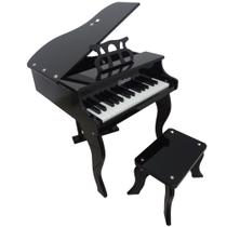 Piano de Cauda Infantil com Banco e Suporte de Partitura Preto Rhythmic