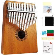 Piano de polegar FLSEPAMB Kalimba 17 teclas, madeira de mogno, marrom