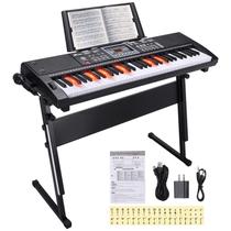 Piano de Teclado Elétrico 24HOCL 61 Teclas com Suporte e Alto-Falante