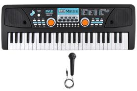 Piano de teclado elétrico Pyle 49 teclas com microfone e recarregável