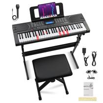 Piano de teclado Ktaxon de 61 teclas com tela LCD, suporte e banqueta Piano de teclado Ktaxon de 61 teclas com tela LCD, suporte e banqueta