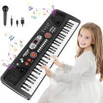 Piano de teclado TWFRIC de 61 teclas com tela de LED e microfone para crianças