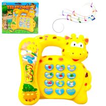 Piano de Telefone Girafinha Musical com Teclado Músicas e Luz Infantil