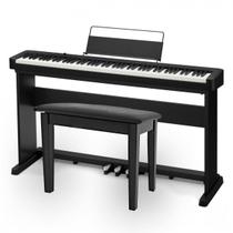 Piano Digital Casio CDP-S160 Preto + Estante CS-470p + Banqueta + Pedal Triplo