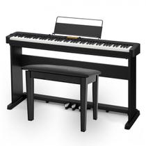 Piano Digital Casio CDP-S360 Preto - 88 Teclas + Estante CS470-P + Banqueta + Pedal Triplo