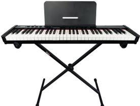 Piano Digital Eletrônico 61 Teclas Arranjador Konix PH61S MIDI e Bateria Recarregável com Suporte Pedestal