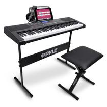 Piano elétrico PYLE 61 teclas com Bluetooth, LCD e função de karaokê