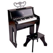 Piano Hape Learn with Lights Black com banquinho para crianças